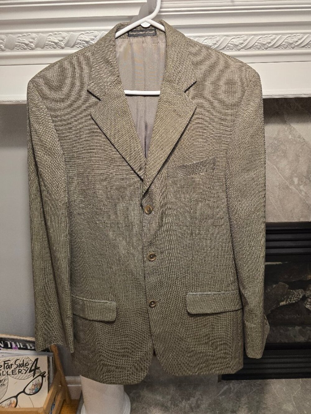 Vtg Oscar de la Renta Menswear Blazer Sport Coat Brown Tan Tweed 3-Button